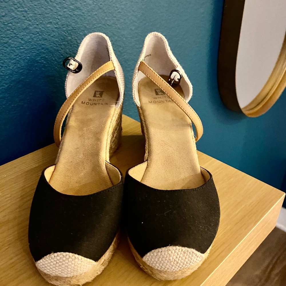 White and navy espadrilles wedge from White Mountain.